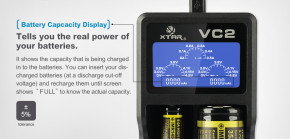   XTAR VC2, Li-Ion, USB/220V, LCD , Box 9