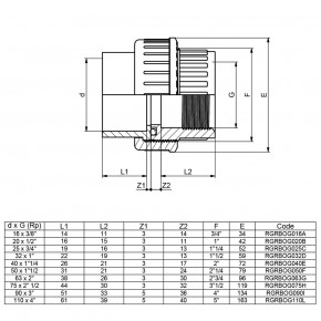  EFFAST RGRBOG016A   d16x3/8 (19005) 3