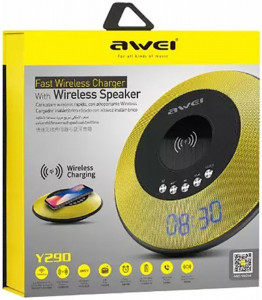   Awei Y290 Bluetooth Speaker-Wireless Charger Yellow 4