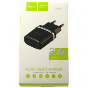    Hoco C12 2USB 2.4A Black 4