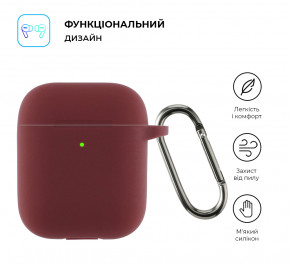  Armorstandart Ultrathin Silicone Case With Hook  Apple AirPods 2 Burgundy (ARM59680) 3