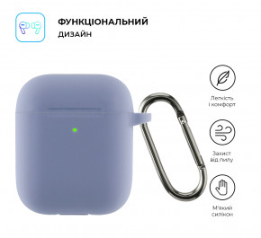  Armorstandart Ultrathin Silicone Case With Hook  Apple AirPods 2 Lavender Grey (ARM59684) 3