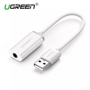    Ugreen 21 USB Audio Adapter,TRRS, USB 2.0, White