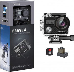 - AKASO Brave 4 4K Black (with 2 Batteries and Helmet Accessories Kit)