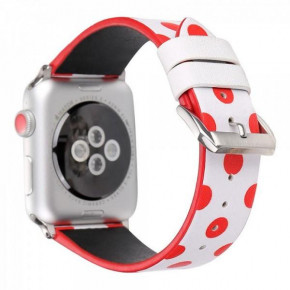  TTech Leather Polkadot Series  Apple Watch 38 mm/40 mm White Red (BS-000066639)