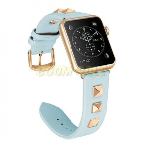  TTech Leather Fashion Rivet Series  Apple Watch 42 mm/44 mm Light Blue