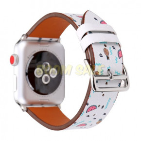  TTech Leather Flower Pattern Series  Apple Watch 42 mm/44 mm Fruit Flamingo