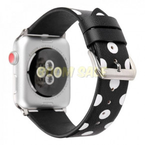  TTech Leather Polkadot Series  Apple Watch 42 mm/44 mm Black White