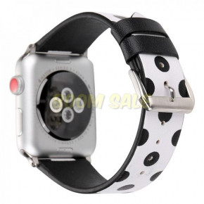  TTech Leather Polkadot Series  Apple Watch 42 mm/44 mm White Black