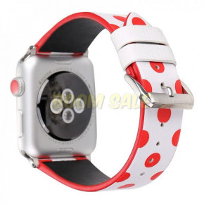  TTech Leather Polkadot Series  Apple Watch 38 mm/40 mm White Red