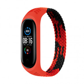  Elastic Nylon Style BeCover  Xiaomi Mi Smart Band 5 / Mi Smart Band 6 (Size S) Black-Red (706135) 3