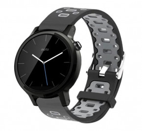   Primo Perfor Classic   Motorola Moto 360 2nd gen (42 mm ) - Black&;Grey