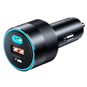   Choetech car 2USB-C+USB-A 130W QC3.0/PD/PPS black (TC0011-BK)