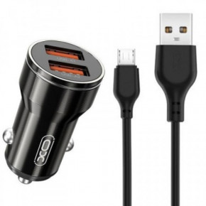    XO CC48 Smart Metal (2USB, 2.4A) Black (XO-CC48m-BK) +  microUSB 3