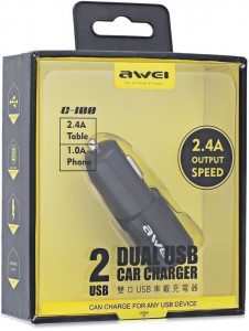    AWEI C-100 Car charger 2USB 2.4A Black #I/S 3