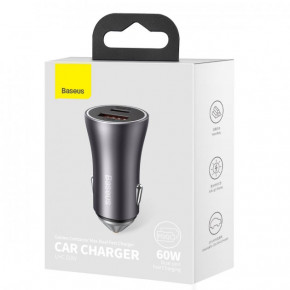    Baseus Golden Contactor Max Dual Fast Charger Car Charger U+C 60W (CGJM000113) Dark Gray 6