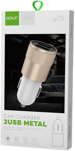    GOLF GF-C13 Car charger 2USB 2.1A Gold #I/S 6