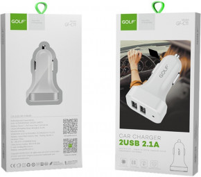    GOLF GF-C11 Car charger 2USB 2.1A White #I/S 6