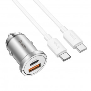    HOCO NZ10 Handy PD45W+QC3.0 car charger set(Type-C to Type-C) Silver 4