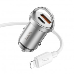    HOCO NZ10 Handy PD45W+QC3.0 car charger set(C to iP) Silver 3