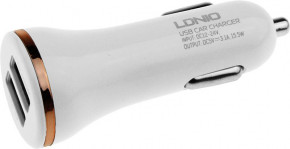    LDNIO DL-C23 Car charger 2USB 3.1A + MicroUsb cable White #I/S