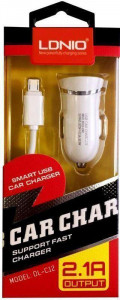    LDNIO DL-C12 Car charger 1USB 2.1A + MicroUsb cable White #I/S 3