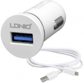    LDNIO DL-C12 Car charger 1USB 2.1A + Lightning cable White #I/S