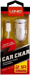    LDNIO DL-C12 Car charger 1USB 2.1A + Lightning cable White #I/S 3