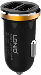    LDNIO DL-C22 Car charger 2USB 2.1A + Lightning cable Black #I/S