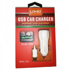    Ldnio C331 + Micro USB Cable (2USB 3.4A) White