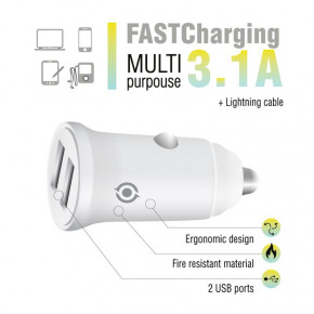    Piko CC-312 (2USB, 3.1A) White  Lightning (1283126538810) 4