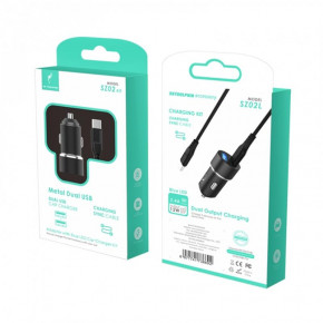    SkyDolphin SZ02L Aluminium (2USB, 2.4A) Black (AZP-000071) +  Lightning 6