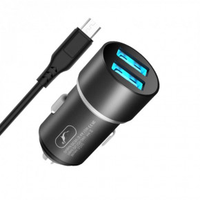 ������������� �������� ���������� SkyDolphin SZ02V Aluminium (2USB, 2.4A) Black (AZP-000073) + ������ microUSB