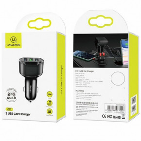       Usams US-CC100-1 C17 (3 USB 1A, 2.4A, QC3.0) Black 4