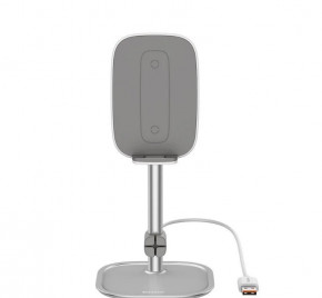  Baseus Literary Youth Desktop Bracket (Telescopic + Wireless Charging) Silver White (SUWY-D0S)