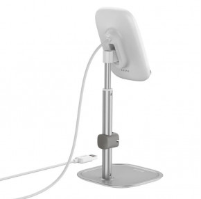  Baseus Literary Youth Desktop Bracket (Telescopic + Wireless Charging) Silver White (SUWY-D0S) 3