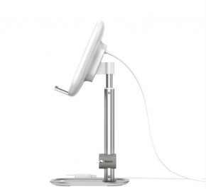  Baseus Literary Youth Desktop Bracket (Telescopic + Wireless Charging) Silver White (SUWY-D0S) 4