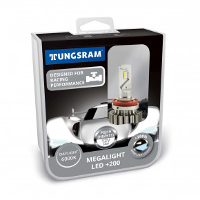   LED   Tungsram Megalight LED +200 12V H11 24W 6000K (2 ./)