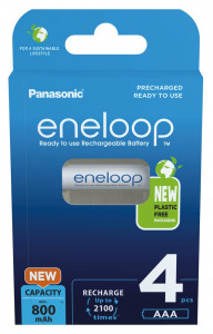  Panasonic Eneloop BK-4MCDE/4BE, AAA/(HR03), 800mAh, LSD Ni-MH, Eco Box 4