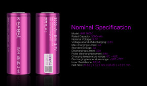   26650 Efest IMR26650 3500mAh 64A 4.2/3.7/2.5V 5