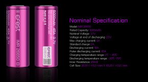   26650 Efest IMR26650 5000mAh 45A 4.2/3.7/2.5V 5