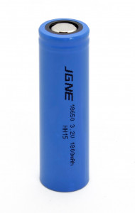  18650 LiFePO4 (LFP) JGNE HTCFR18650-1800mAh-3.2V, 1800mAh, 5.4A, 3.65/3.2/2.5V, Blue