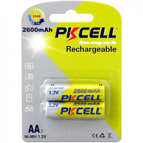  AA 2600mAh, 1.2V Ni-MH, RTU rechargeable battery, PKCELL, 2pcs/card (AA2600-2B)