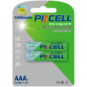  AAA 1000mAh, 1.2V Ni-MH, RTU rechargeable battery, PKCELL, 2pcs/card (AAA1000-2B)