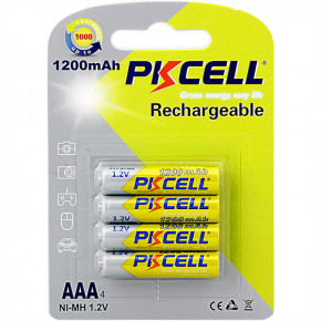  AAA 1200mAh, 1.2V Ni-MH, rechargeable battery, PKCELL, 4pcs/card (AAA1200-4B)