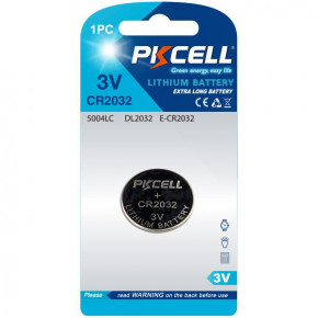  CR2032, 3.0V Lithium Power, PKCELL, 1pcs/card (CR2032-1B)