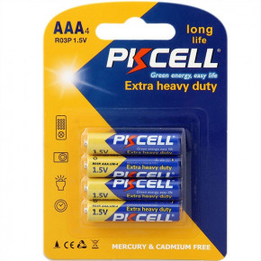  AAA/HR3, 1.5V, Extra heavy duty, PKCELL, 4pc/card (R03P-4B)