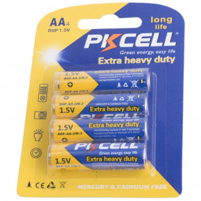  AA/HR6, 1.5V, Extra heavy duty, PKCELL, 4pc/card (R6P-4B) 4