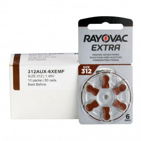  Rayovac Extra 312    (312AUX-6XEMF), 1.45V,  6 3