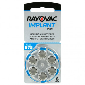  Rayovac Implant PRO+ 675 (675AUX-6XEMF), 1.45V,  6